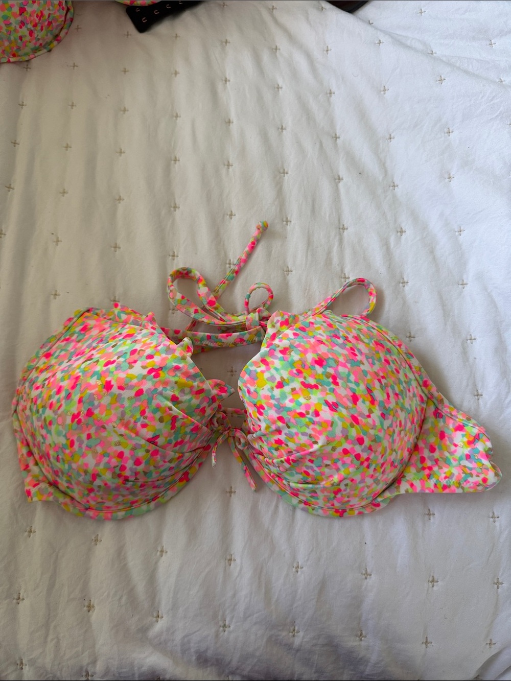 PINK Victoria's Secret Neon Confetti Push-Up Bikini Top - Pink Multi